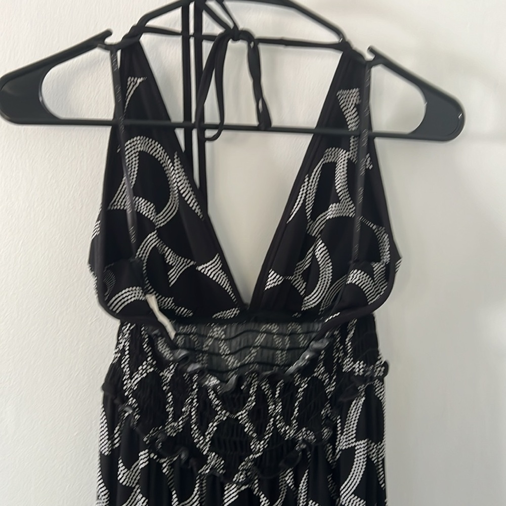 XOXO Black and White Tie Halter Dress. Size Medium